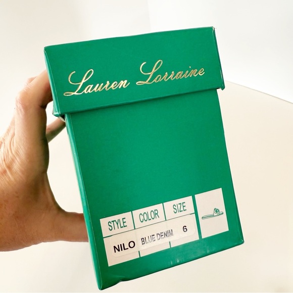 NWT Lauren Lorraine Nilo Pearl Denim Slides, Size 6 - Picture 4 of 11